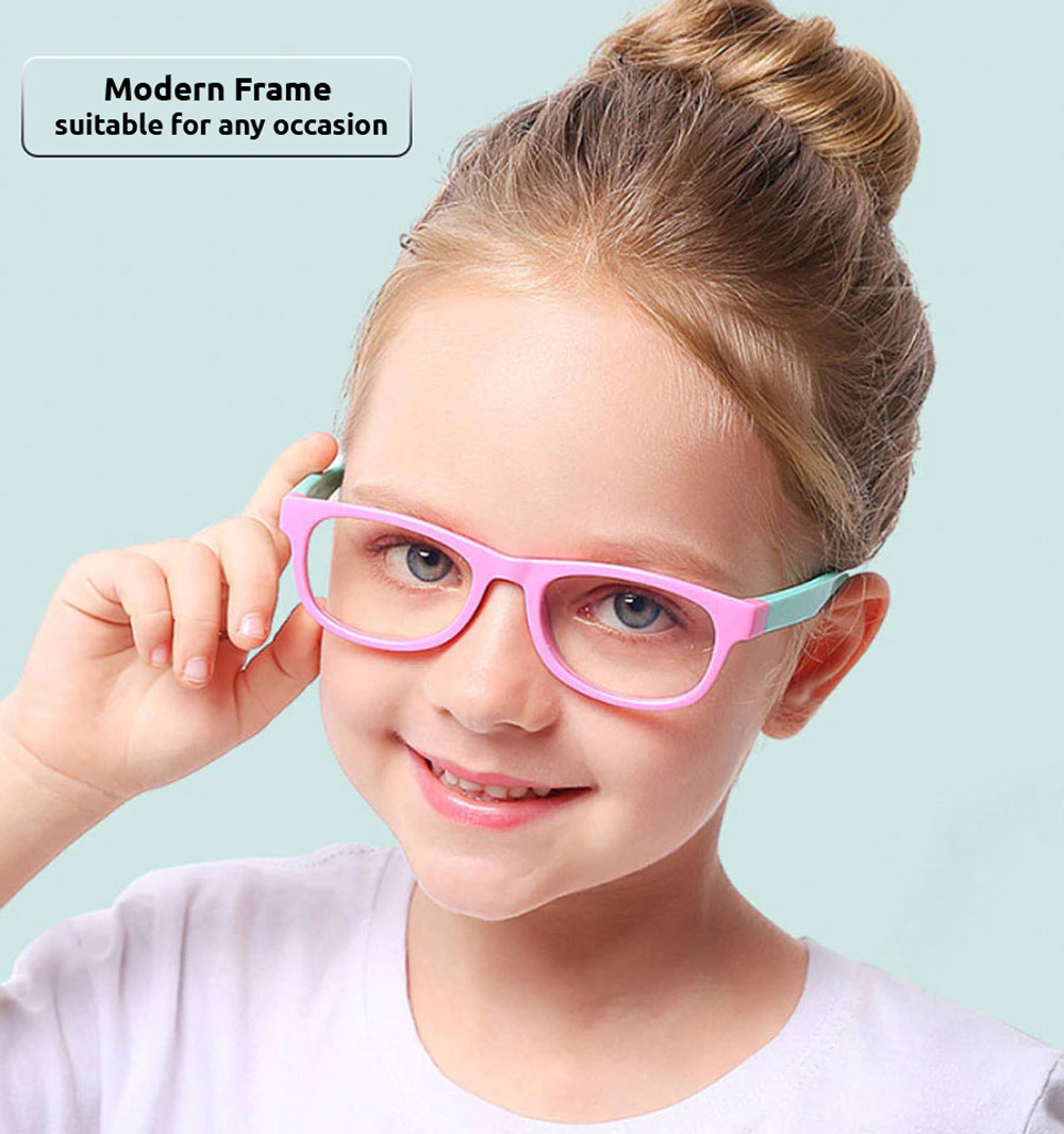 Kinder Anti Blaulicht Lernen Brille UV400 Schutz Brille für PC Handy TV Rosa 